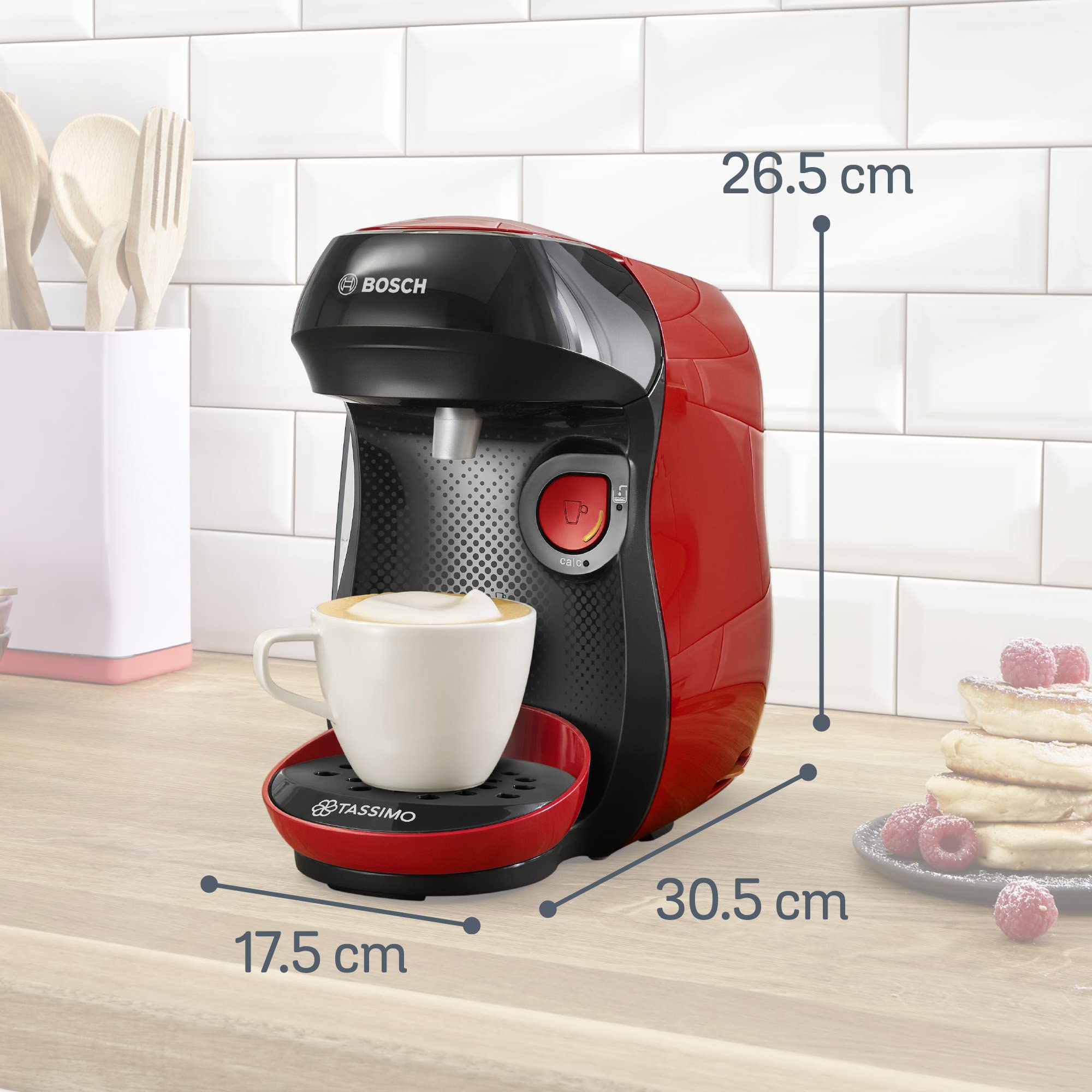 Tassimo Happy TAS1003 Rouge – Machine à Capsules 1400W, +40 Boissons