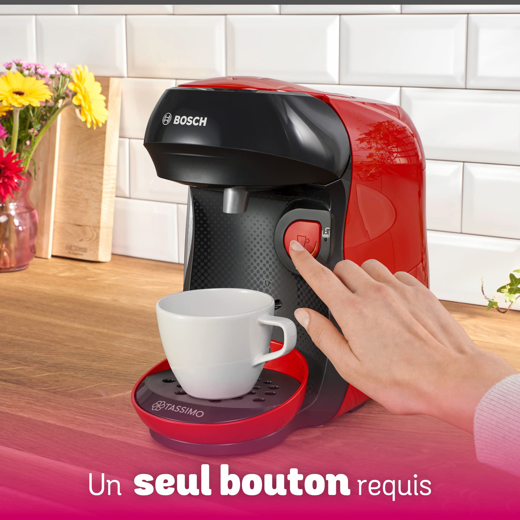 Tassimo Happy TAS1003 Rouge – Machine à Capsules 1400W, +40 Boissons