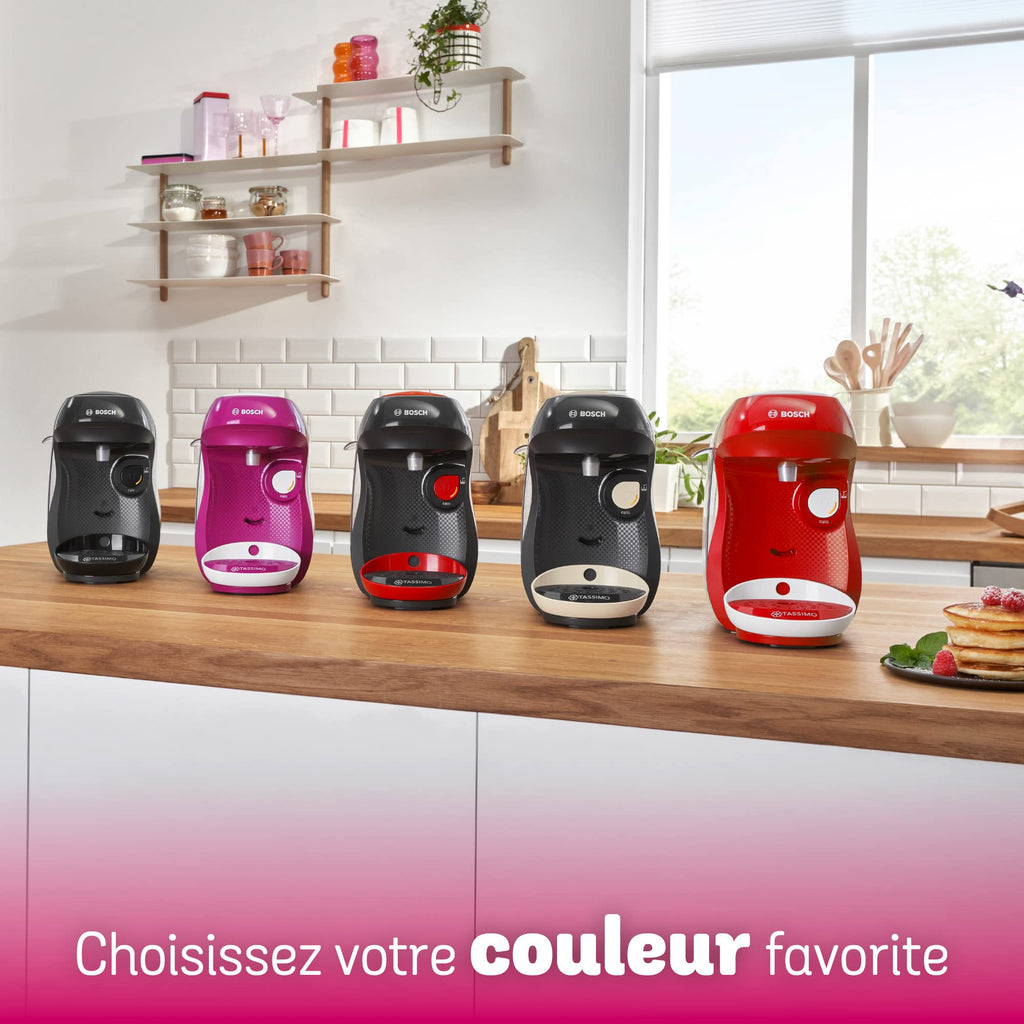 Tassimo Happy TAS1003 Rouge – Machine à Capsules 1400W, +40 Boissons