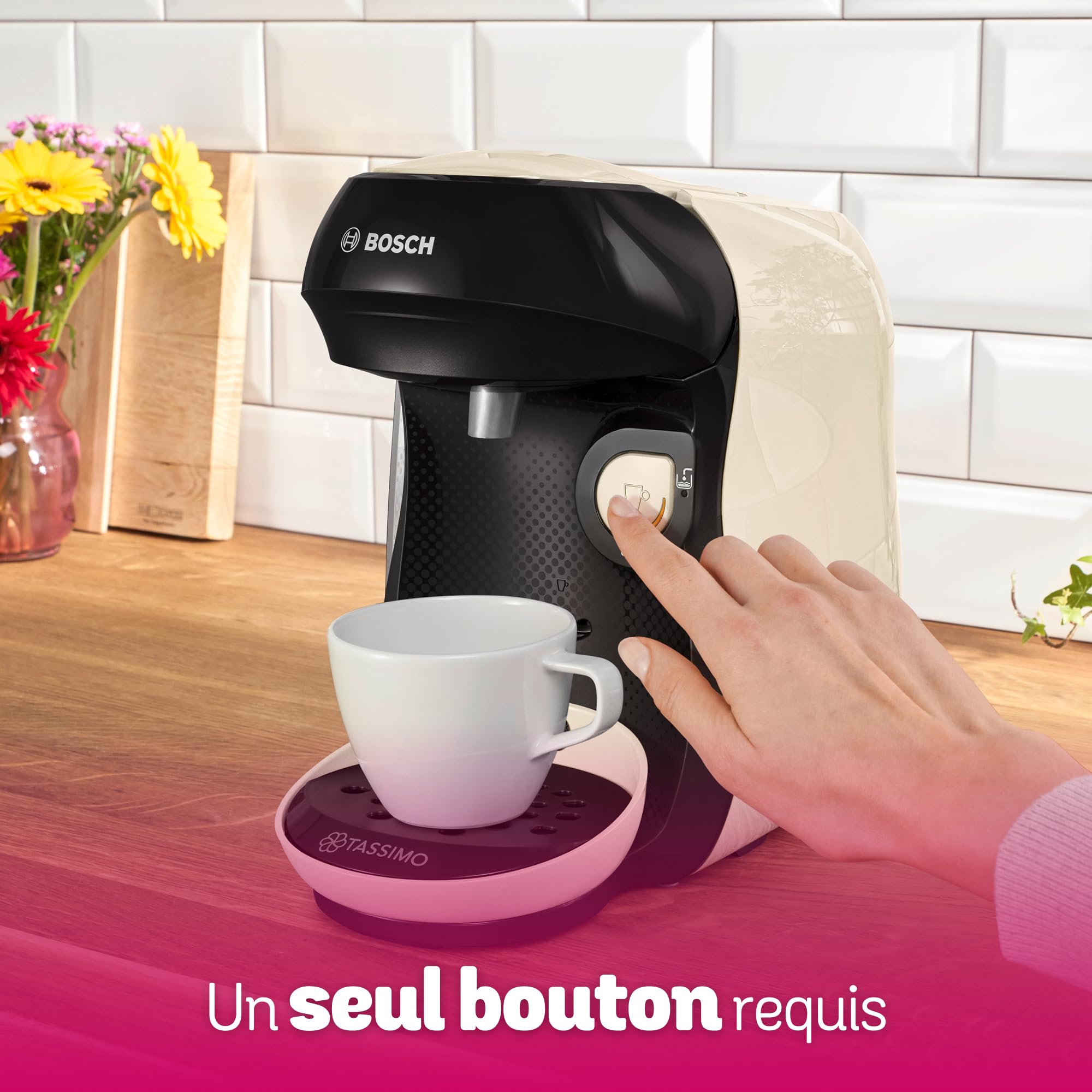 Cafetière Tassimo Happy TAS107E Crème – +70 Boissons, OneTouch