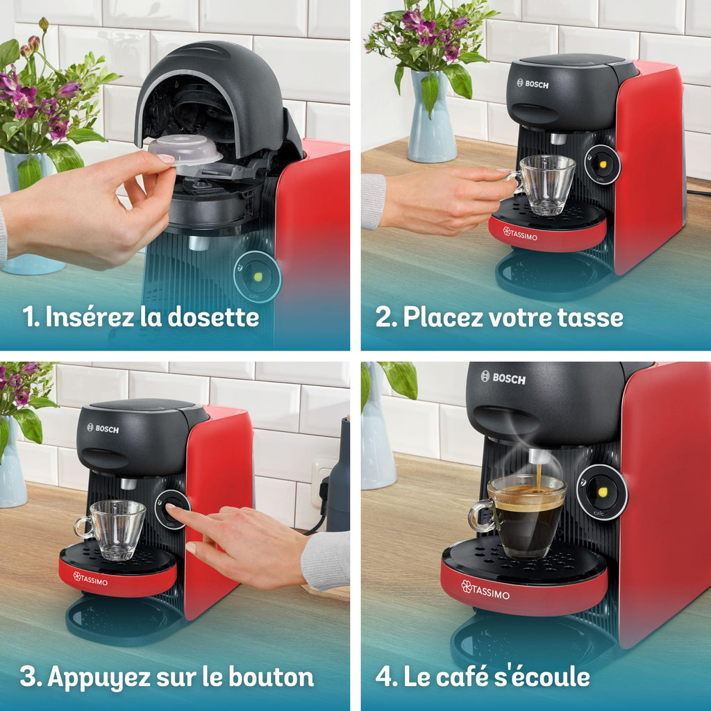 Cafetière Tassimo Finesse TAS163E Rouge – +70 Boissons, IntensityBoost