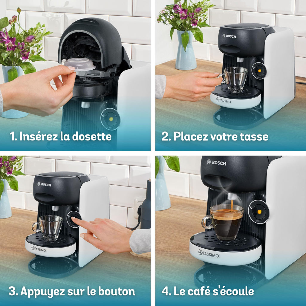 Cafetière Tassimo Finesse TAS163E Blanc – +70 Boissons, Intellibrew