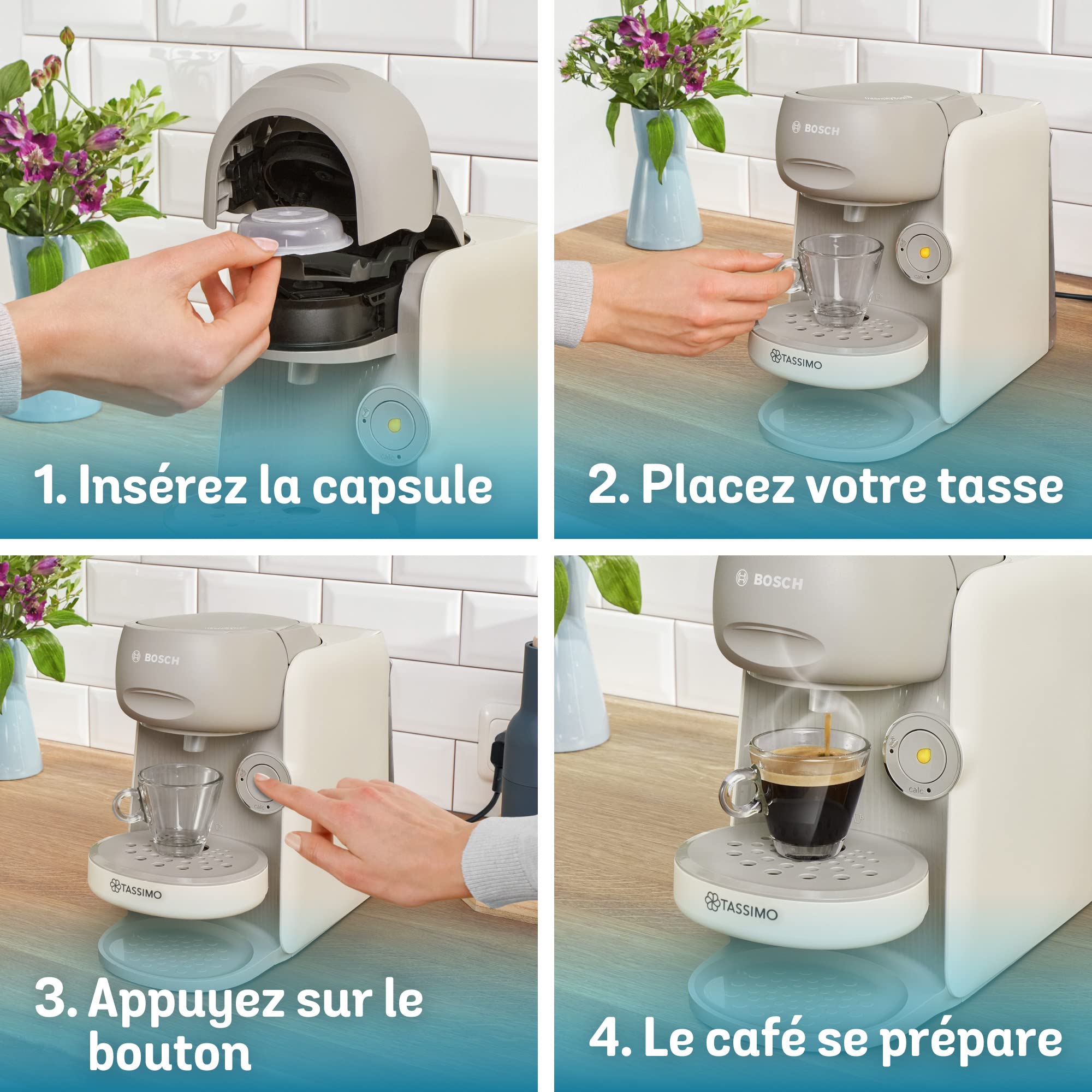Cafetière Tassimo Finesse TAS16B3 Crème – +70 Boissons, IntensityBoost