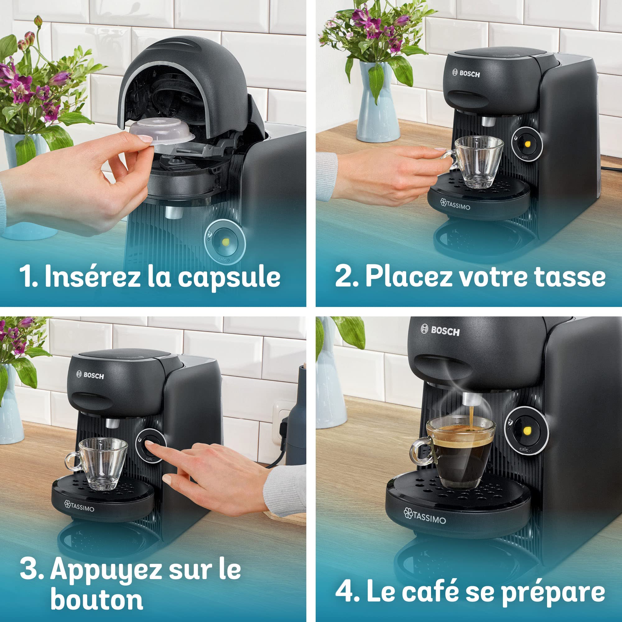 Cafetière Tassimo Finesse TAS16B2 Noir – +70 Boissons, IntensityBoost