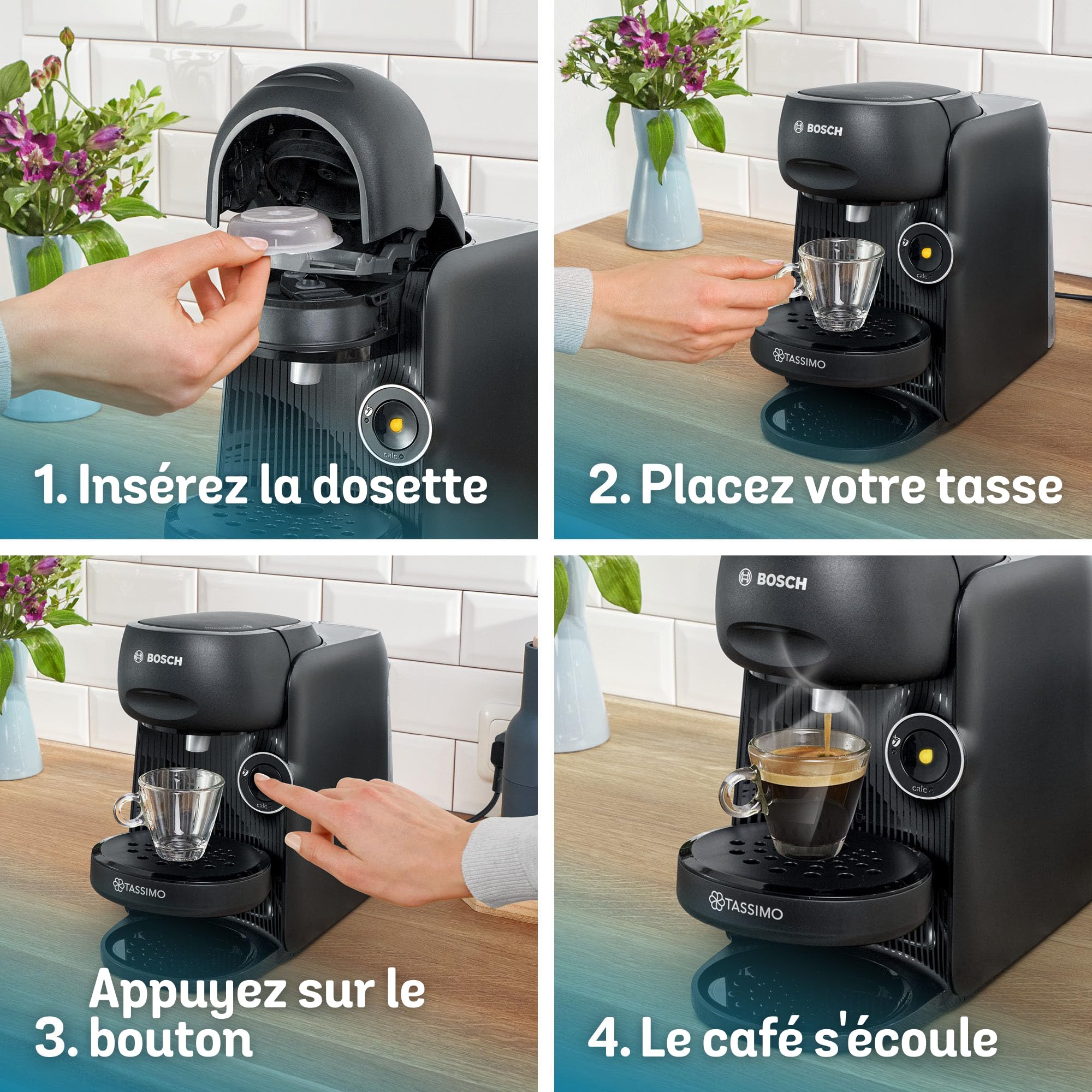 Cafetière Tassimo Finesse TAS162E Noir – +70 Boissons, IntensityBoost