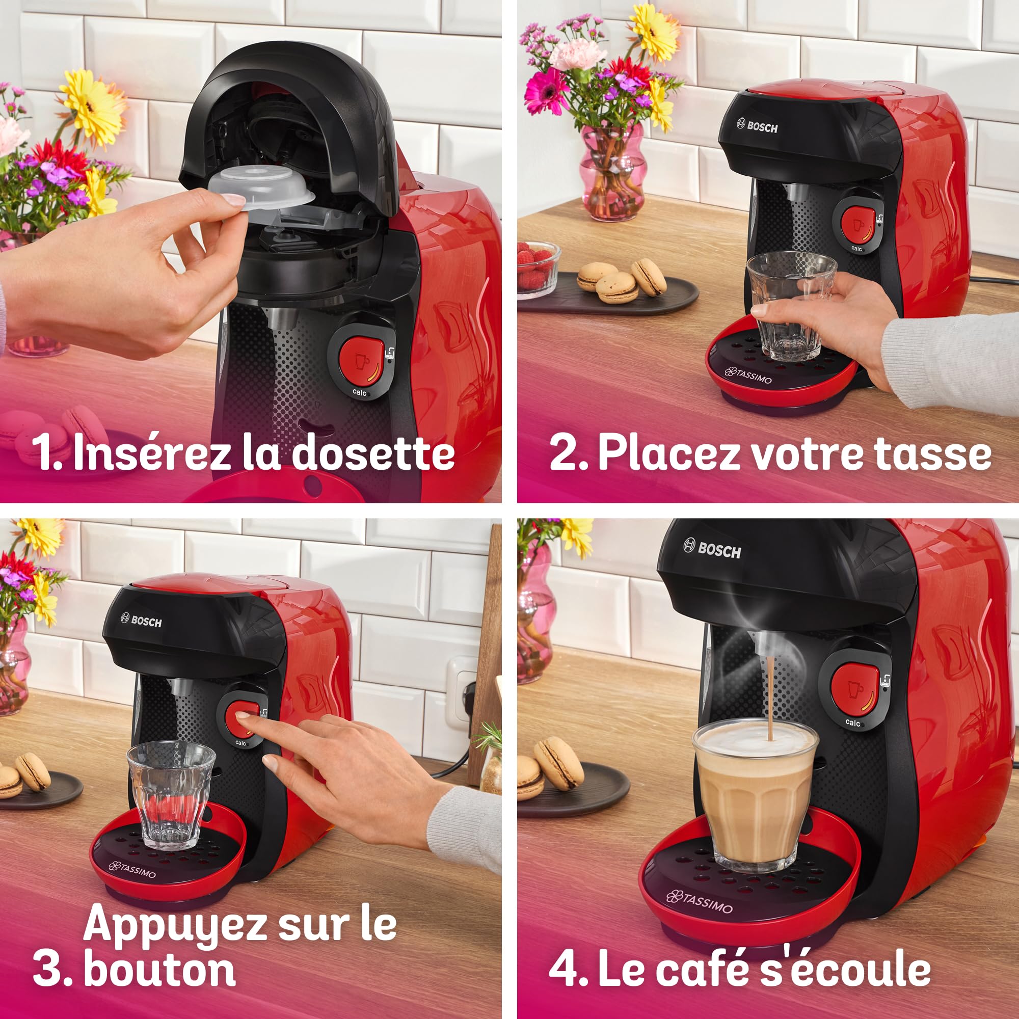 Cafetière Tassimo Happy TAS103E Rouge – +70 Boissons, OneTouch