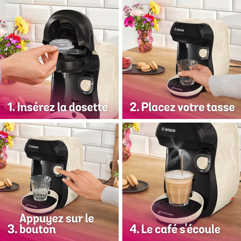 Cafetière Tassimo Happy TAS107E Crème – +70 Boissons, OneTouch
