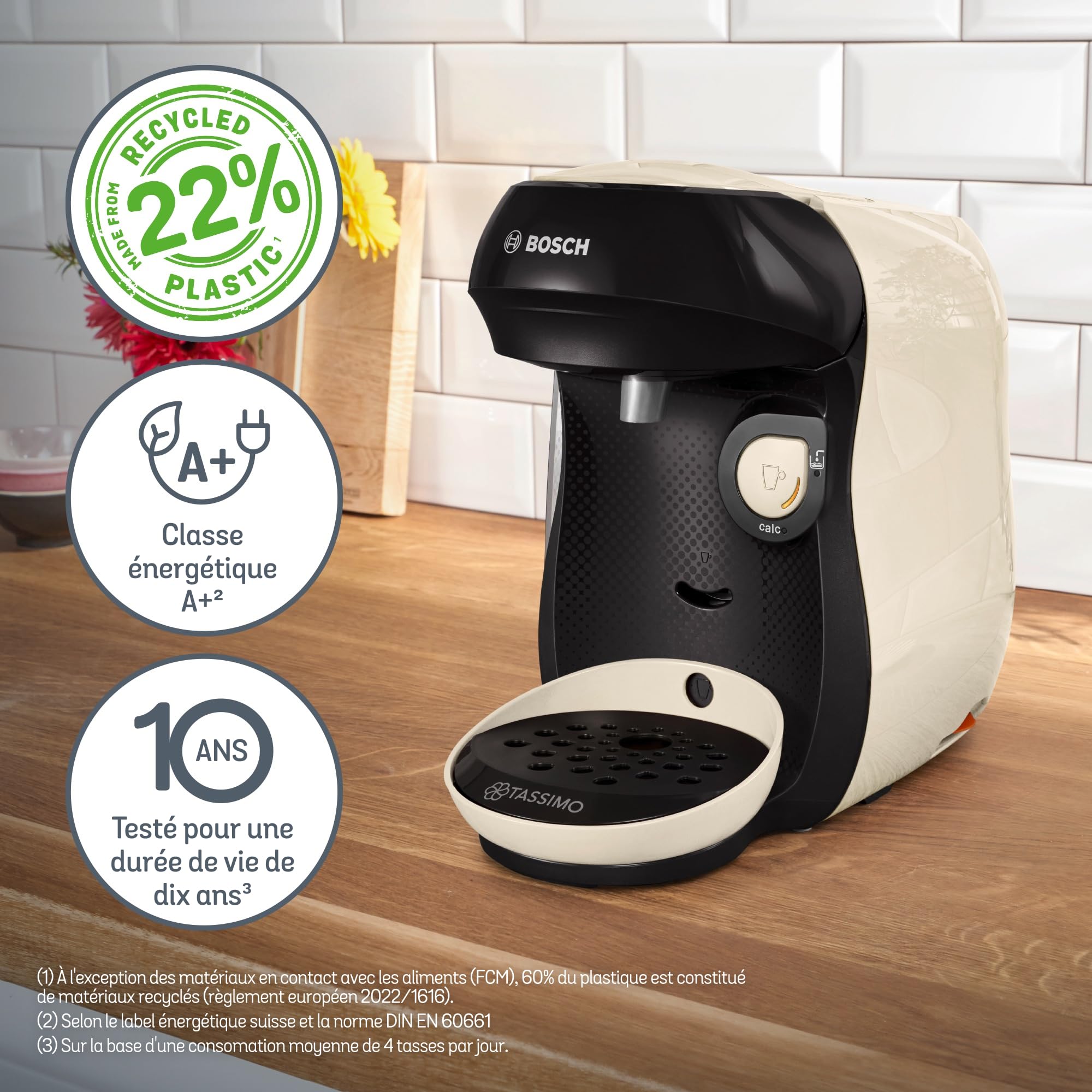 Cafetière Tassimo Happy TAS107E Crème – +70 Boissons, OneTouch